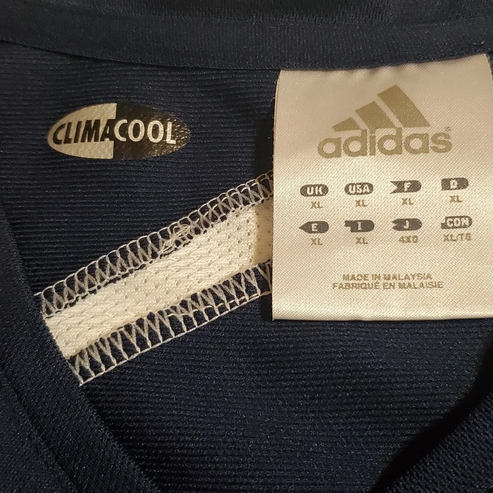 Adidas Navy Blue Long Sleeve with White Adidas and Orange T Logo. Sz XL